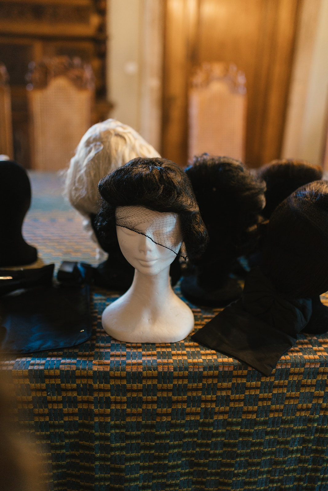 Baroque wigs in the dressing room
