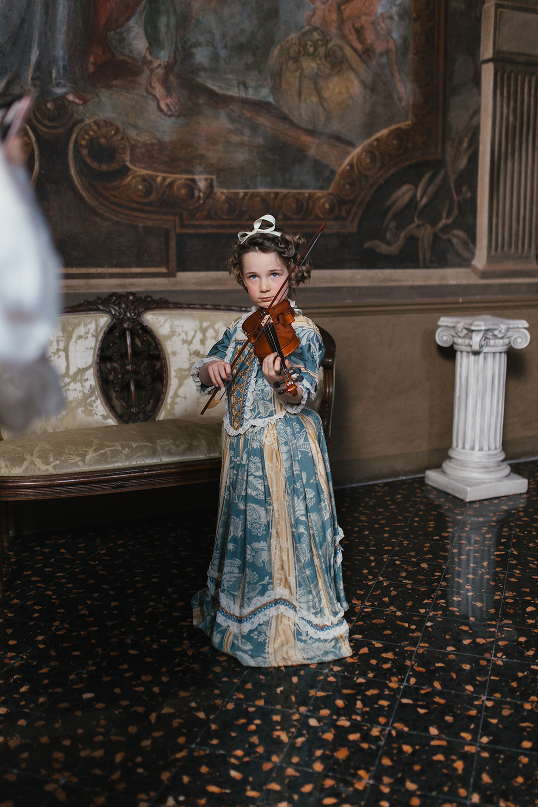 Young violinist in the salon